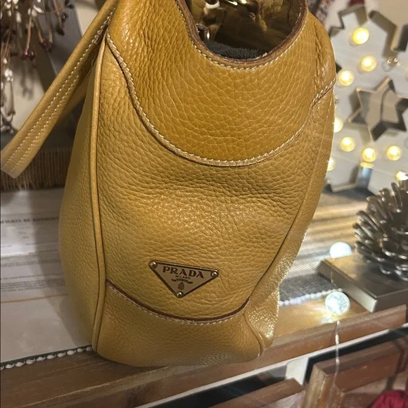 Prada Mustard Yellow Leather Shoulder Bag - Picture 3 of 14